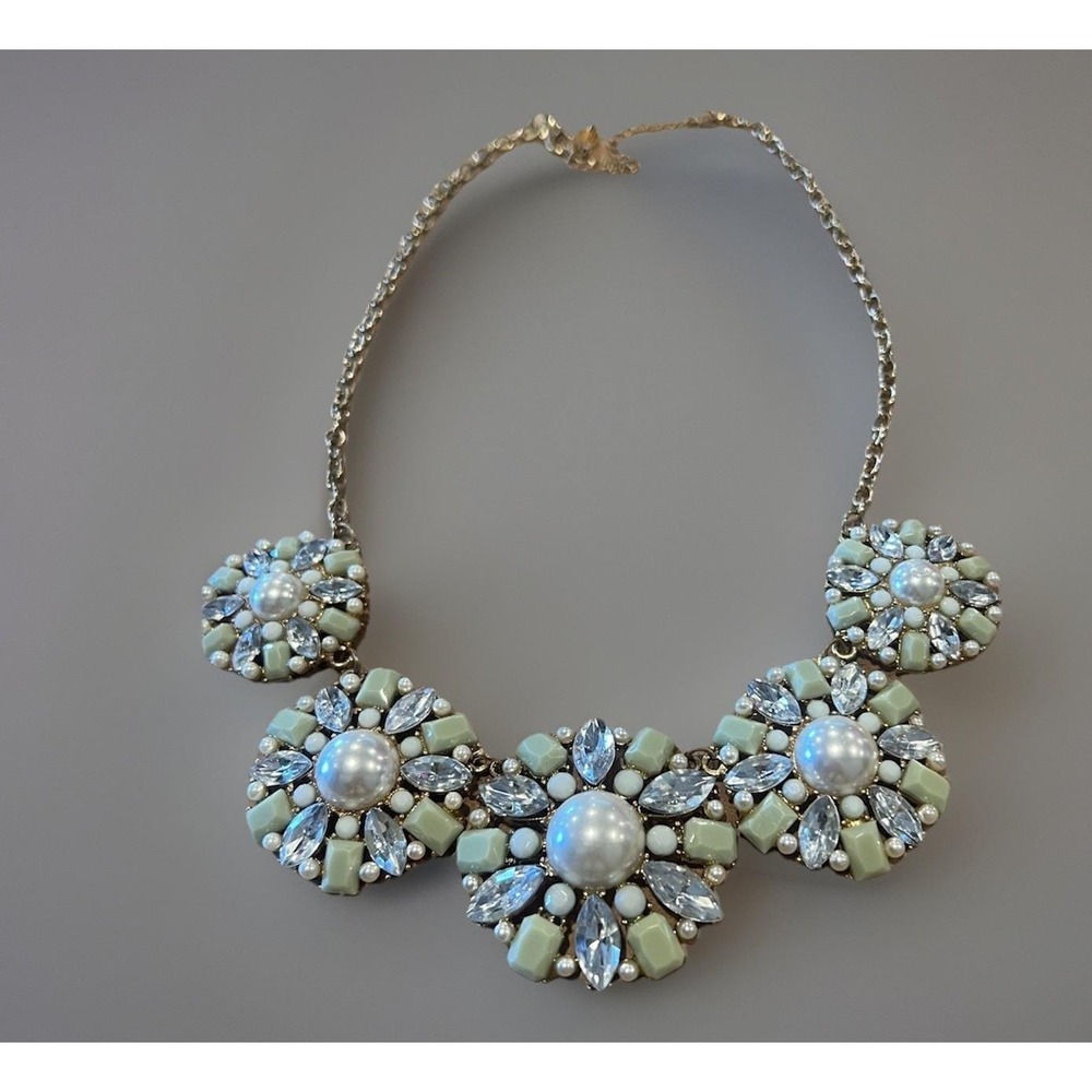 Vintage Necklace Statement Round Faux Pearl Gold Tone